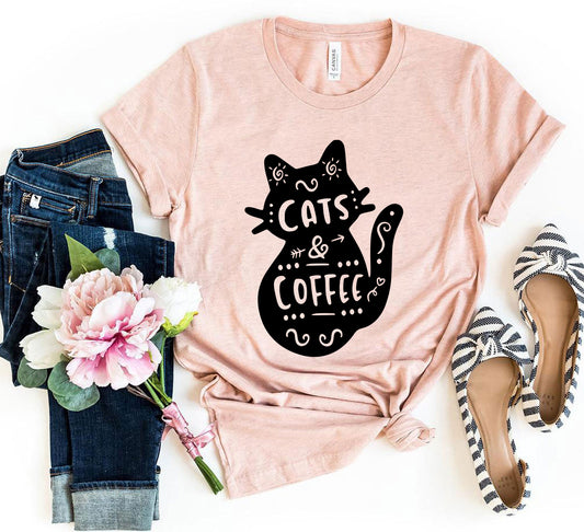Cats And Coffee - Cat T-Shirt